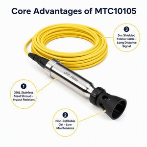 Capteur ORP numérique robuste MTC10105, câble jaune de 5 m, électrode redox en acier inoxydable haute résistance, détection de température, eaux usées - Product Image 2