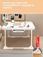 Petit bureau pliable de chevet avec table d'appoint en MDF, support pour ordinateur portable et plateau de lit pour dortoir et usage domestique