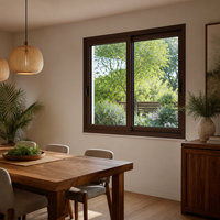 Ventana de Aluminio con Tono Madera de Fábrica JUNYAO, 2.0 mm, Cierre Multipunto, Resistente a la Intemperie, Aislamiento Térmico, CE NFRC AS2047, ODM, RAL Personalizado