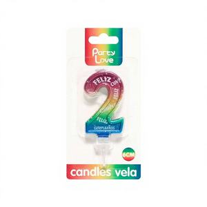 Bougies d'anniversaire multicolores faites à la main pour fête n° 2 bâtons décoratifs de 6,5 cm pour mariages, fêtes, bars, décoration intérieure, boîte en cire - Product Image 1