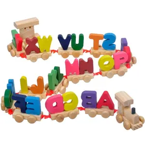 幼児教育赤ちゃんのおもちゃ木製英語アルファベット学習列車のおもちゃ