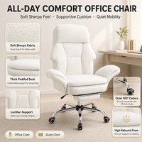 Chaise de bureau ergonomique à assise croisée, siège en peluche blanche, accoudoirs rabattables, fauteuil de direction en polaire Teddy, chaise de coiffeuse – Vente chaude