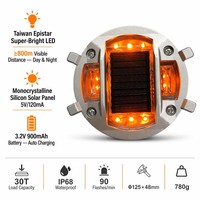Borne de signalisation routière solaire en aluminium avec étanchéité IP68, 10 LED clignotantes/fixes pour la sécurité routière