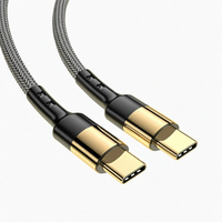 Câble de données tressé USB Type-C vers Type-C plaqué or 3A PD 60W à charge rapide pour Note 20 et iPhone 15 16