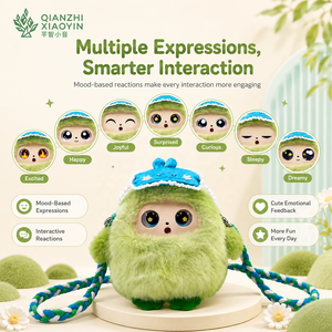 AI COCO Monstruo Verde de Peluche, Bolso Portátil, Sombrero de Margarita Azul, Ojos LED con Luz Ambiental, Clonación de Voz ChatGPT en Más de 50 Idiomas, Memoria, WiFi 2.4G - Product Image 4