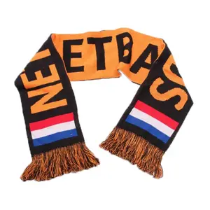 custom sports knitting football scarf custom logo soccer