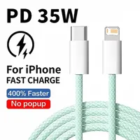 Kabel Jalinan USB-C ke Lightning PD Pengisian Cepat 35W untuk iPhone 13/14 Pro Max/11/12 Mini/X/XR/XS Max/7/8 Plus-1m/2m