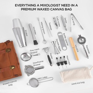 Sac de rangement pour outils de barman, portable, en toile, à bandoulière, pour barmans - Product Image 3