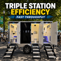 Promotion : Remorque WC Mobile à Trois Postes avec Roues Amovibles, Installation Rapide, Idéale pour Écoles, Urgences, Catastrophes et Parcs Extérieurs