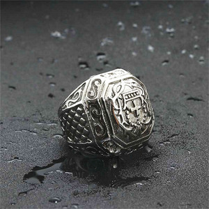 European American Style Men's Titanium Steel <b>Cross</b> <b>Ring</b> <b>Silver</b> Geometric Punk Jewelry Gift 26052 - Product Image 2