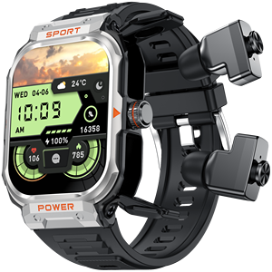 GT55 Llamadas a prueba de agua 345mAh Smartwatch Auriculares 2 en 1 <span class=keywords><strong>Pulsera</strong></span> <span class=keywords><strong>inteligente</strong></span> <span class=keywords><strong>con</strong></span> TWS <span class=keywords><strong>Auricular</strong></span> Reloj Pantalla táctil Reloj <span class=keywords><strong>inteligente</strong></span> - Product Image 1