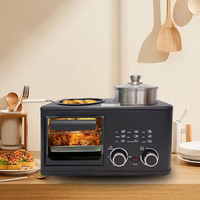 Machine à petit-déjeuner tout-en-un Fours grille-pain Station de cuisson 4 en 1 Cuisinière avec four Poêle à frire