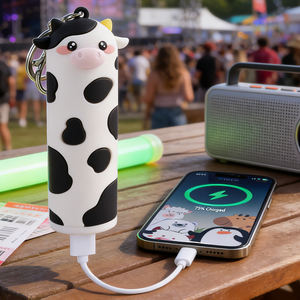 10 המוצרים הנמכרים ביותר - מחזיק מפתחות חמוד בצורת פרה, סוללת גיבוי ניידת לנסיעות וטיולים, מתנה ניידת, מטען PVC עם USB Type C - Product Image 1