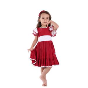 Robe de bébé fille en viscose rouge et blanche en gros pour les filles de 2 à 14 ans, robe de Noël pour enfants - Product Image 1