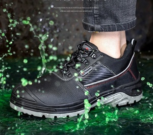 Chaussures de sécurité à double densité, semelle PU, cuir véritable, résistantes aux chocs, avec embout en acier - Product Image 5