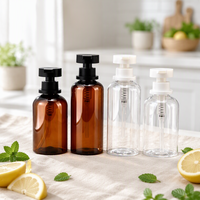 Botol Plastik PET Amber Kosong 180ml 200ml dengan Pompa untuk Sabun Cuci Tangan, Lotion, dan Sampo