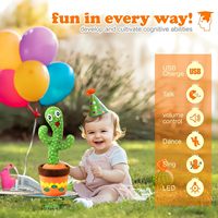 Interactif USB Rechargeable Coton Cactus Jouet Imite Sons et Joue Anglais Pépinière Chansons Bébé Cadeau pour Garçons et Filles