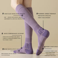 Chaussettes de compression pour femmes et jeunes filles, en tricot uni et à blocs de couleur, avec fond en tissu éponge épaissi pour l'hiver