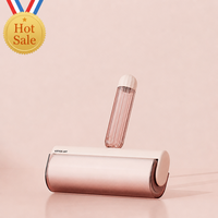 Rouleau anti-poils 16 cm carré rose en ABS, réutilisable, avec feuilles adhésives détachables, pour vêtements, canapé, siège de voiture, poils de chat et de chien