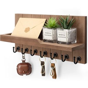 Soporte decorativo para llaves y correo para pared, estante para llaves rústico - Product Image 1