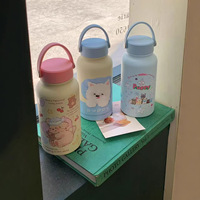 Bouteille isotherme charmante de 24 oz avec couvercle à boucle robuste, illustration graphique fantaisie, tasse sous vide pour femmes et étudiants