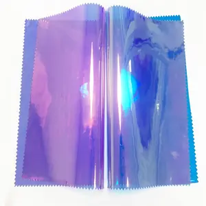 彩虹彩带0.35-0.4毫米全息层压薄膜卷袋衣服聚氯乙烯二向色透明薄膜透明乙烯基卷