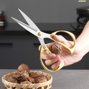 Golden <b>Kitchen</b> <b>Scissors</b> Stainless Steel Heavy Duty For Nut Cracking Household Use - Product Image 1