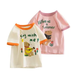 Cartoon Plant Novelty Printed 2024 Boys Cloth Girls Tops Casual Baby Girl Shirt Summer fashion Short Sleeve Kids T Shirt