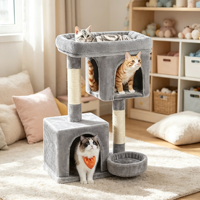 Arbre à chat en bois écologique, fabrication directe usine, emballage carton, 2 niveaux, 75 cm, mobilier pour animaux de compagnie, OEM