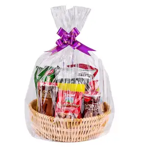 Large Cellophane Bags Clear Basket Bags OPP Plastic Cellophane Wrap for Gift Baskets Packaging