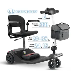 Ультра легкий (48,5 фунтов) Передвижной складной скутер, Электрический 4-колесный самокат для инвалидов