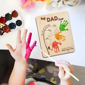 Targa <span class=keywords><strong>in</strong></span> <span class=keywords><strong>Legno</strong></span> Art Déco 'Miglior Papà di Sempre' 8x6 Pollici, Personalizzabile con Impronte e <span class=keywords><strong>Nomi</strong></span>, Regalo Unico per la Festa del Papà, Preziona Momenti Dolci Eterni - Product Image 4