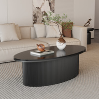 Table basse ovale de salon dessus en pierre frittée blanche et Table basse moderne en bois Tables basses