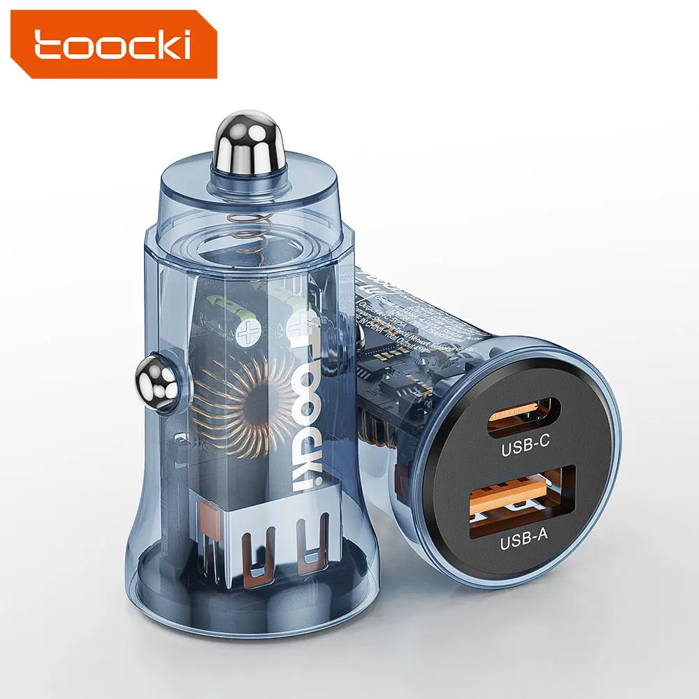 Toocki brand OEM/ODM car charger pd type c dual USB Type C PD3.0 Car Charger 45W car charger for Huawei/Xiaomi