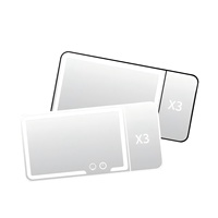 Miroir de retouche LED pour voiture avec pare-soleil, grossissement 3X, lumière tricolore, rechargeable et commande tactile