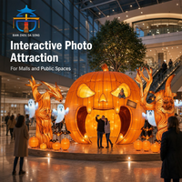 Escultura de Luz Gigante con Forma de Calabaza Monstruosa para Cabina de Fotos, Decoración para Parques Temáticos y Festivales de Halloween