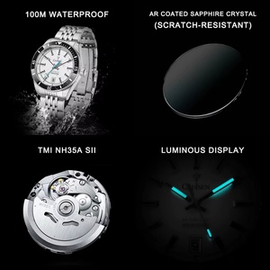 CADISEN New Men's Mechanical Automatic Watch Stainless Steel <b>Case</b> Sapphire Crystal Ceramic Bezel 10Bar Waterproof 40-44mm Dial - Product Image 6