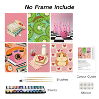 Kit de Peinture par Numéros sur Toile, Art Mural, Lot de 6 Mini Peintures Murales Florales Chat Bohème, Décoration Murale, Vente Directe en Gros et Dropshipping
