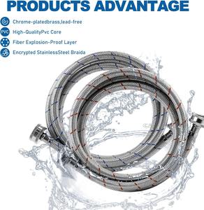 Tuyau d'arrivée d'eau tressé en acier inoxydable 304 haute pression, norme américaine, manuel, 6 pieds, anti-éclatement, pour hôtels et usage extérieur - Product Image 3