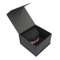 Boîte à chapeau magnétique carrée rigide en carton imprimée en noir personnalisée de luxe, emballage pour boîtes à chapeau de baseball