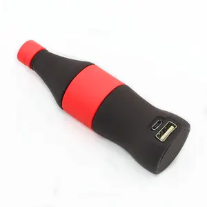 Banco de potência em formato de garrafa Sedex, carregador USB para bebidas, publicidade em formato de garrafa, capacidade total de 2600mAh, 18650