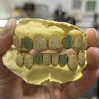 Grillz Hip Hop tendance en Argent S925 entièrement pavé de Moissanite, 8 cœurs et flèches, unisexe, forme cercle, accessoire de fête