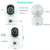 Moniteur Bébé K22 4MP HD à Double Écran, Double Objectif PTZ, Sécurité Domestique, Suivi Automatique, Audio Bidirectionnel, Détection Humaine, Carte Mémoire, Cloud