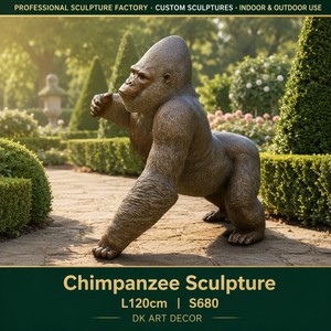 Escultura <span class=keywords><strong>de</strong></span> Chimpancé S680 Magnífica en Fibra <span class=keywords><strong>de</strong></span> Vidrio, Estatua Realista <span class=keywords><strong>de</strong></span> Simio con Acabado Bronce, Decoración <span class=keywords><strong>de</strong></span> Jardín Hecha a Mano - Product Image 1