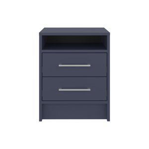 Mesita de noche Lee Ja con 2 cajones y estante abierto, almacenamiento moderno para dormitorio, color azul Kronos - Product Image 5