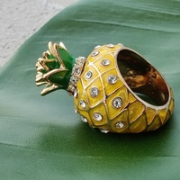 Bagues fantaisie colorées en forme de fruits SongYi avec détails en strass, accessoires de bijoux tendance pour femmes