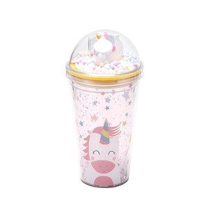 16oz Wholesale double wall crushed ice plastic straw <b>cup</b> creative cartoon viewing <b>cup</b> portable summer drinking tumbler for kids - Product Image 1