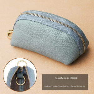 Étuis à clés de voiture <span class=keywords><strong>en</strong></span> cuir PU de haute qualité, motif litchi, portables, durables, grande capacité, fermeture éclair, pochette de rangement quotidienne - Product Image 5