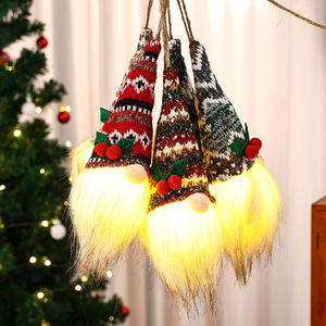 Decoraciones Navideñas, Gorro Tejido con Santa Claus Luminoso y Colgante de Árbol, Decoración de Escena con Muñeco sin Rostro con Luces - Product Image 3
