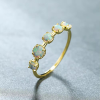 Bague de fiançailles AJ509 luxueuse en laiton plaqué or rose et rhodium avec perles d'opale pour femme